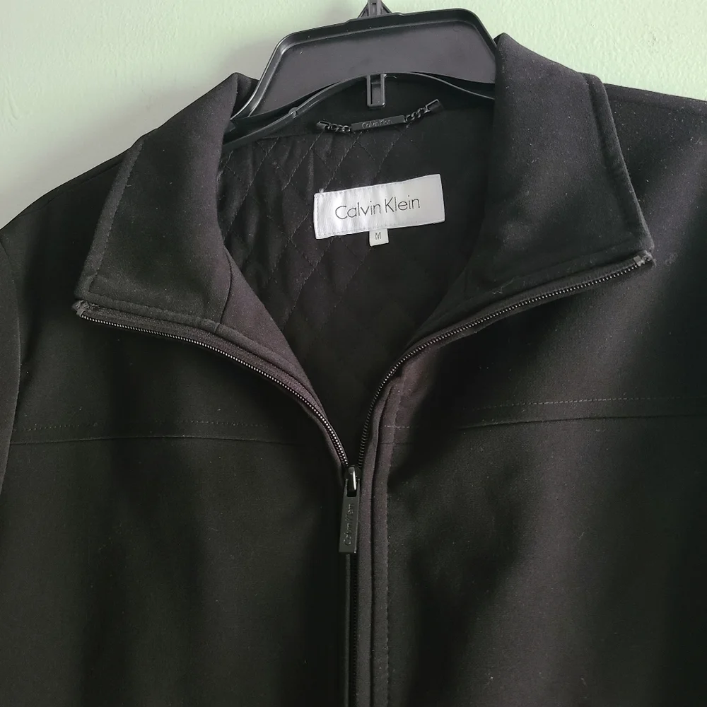 Calvin Klein Jacket Women Medium Black Coat Outdoor Casual Zip Up Polyester.Exc
